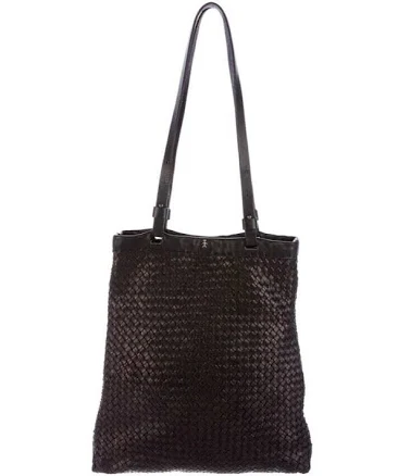 Henry Beguelin "hand Made" Black Woven Leather Straps Shoulder Medium