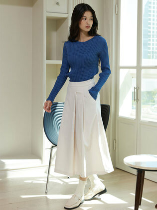 Wide Plisse A-line Skirt