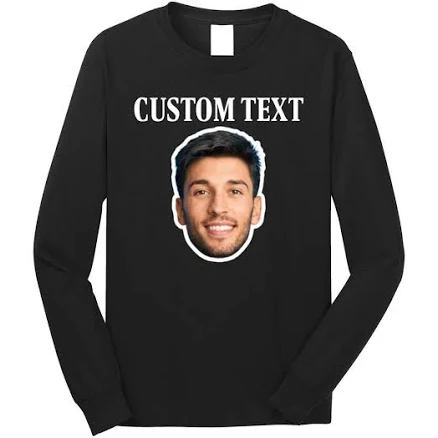 Custom Face Long Sleeve Shirt - Personalized Photo Gift with Your Face - Port & Company