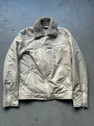 Veronique Branquinho Cream Nylon Asymmetrical Zip Jacket (46) - S