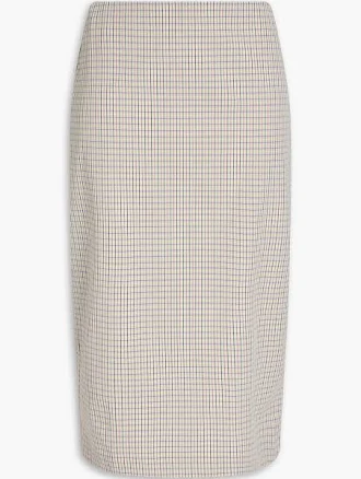 Vince. Checked cotton-blend twill pencil skirt - Women - Light gray Skirts - US 4