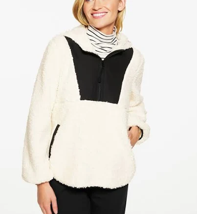 Women's Talbots Sherpa Half-Zip Hooded Pullover Sweater