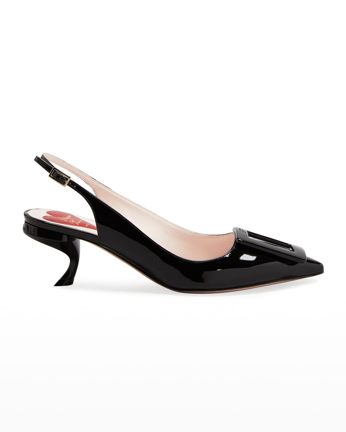 Virgule Patent Slingback Pumps