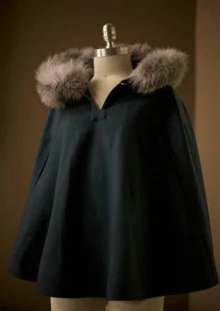Wool Cape with Fur