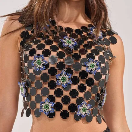 AKIRA Karissa Sequin Chain Top