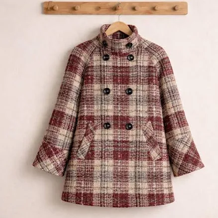 Houndstooth Wool Blend Plaid Jacket