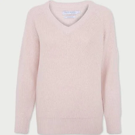 Womens Paul James Knitwear Cotton Ribbed V Neck Jumper