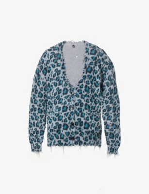 R13 - Animal-print distressed knitted cardigan