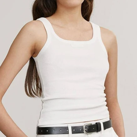 "AFTERHOURS Square Neck Cotton Spandex Sleeveless Top" by W Concept