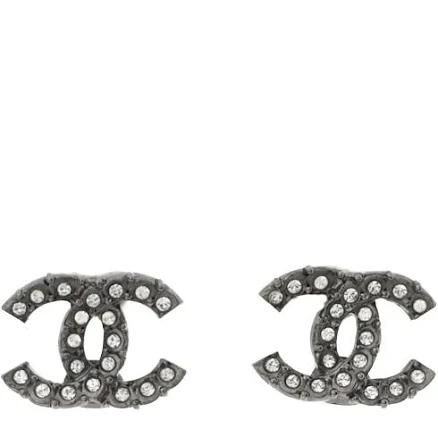CHANEL CC Crystal Stud Earrings in Gold Hardware