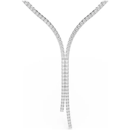 Matrix Y Round Cut Rhodium Plated Necklace