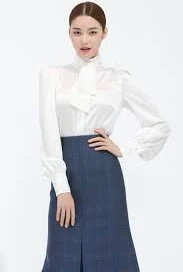 Silk Satin Tie Blouse