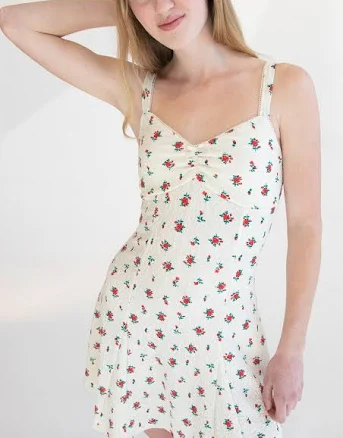 Fit & Flare Rose Print Mini Dress
