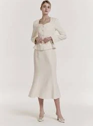 Bianca Tweed Skirt (Cream) - GRACE UBianca Tweed Skirt (Cream) - GRACE U