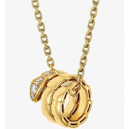 Bvlgari Serpenti Viper 18K Yellow Gold Diamond Pendant Necklace