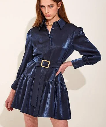 W Concept Shirring Silky Rayon Semi-Loose Fit Dress