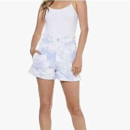 Elodie Women's XL Wide Leg High Waist Stretch Waist Band Tie Dye Cuffed Shorts1