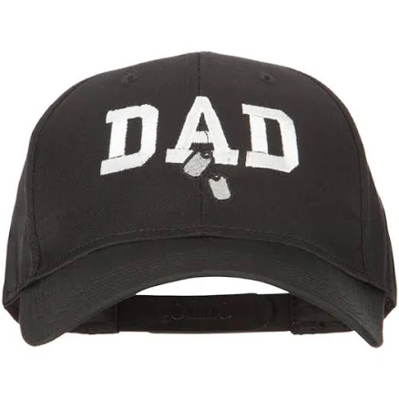 Dad with Military Dog Tags Embroidered Solid Cotton Pro Style Cap