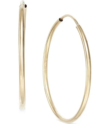 10K Yellow Gold Endless Hoop Earrings