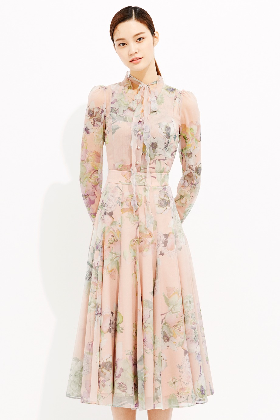 Flower Silk Chiffon Ribbon Blouse