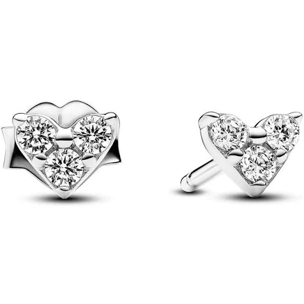 Pandora Ladies' Triple Stone Heart Stud Earrings