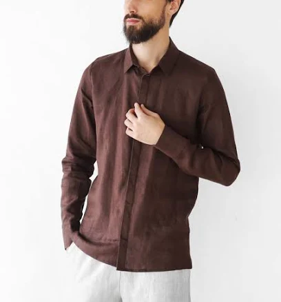 HOLLY Men's Classic Collar Linen Shirt