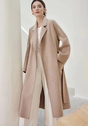 Luxe Wool-Cashmere Blend Double-Faced Wrap Coat with Belt