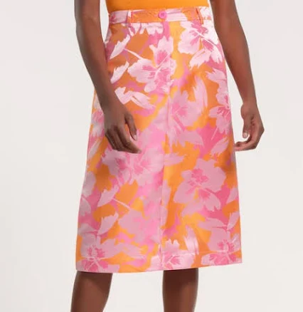 Isaac Mizrahi New York Women's Floral Satin Brocade Pencil Skirt