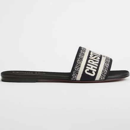 Women Dior Dway Flat Mules Black/White