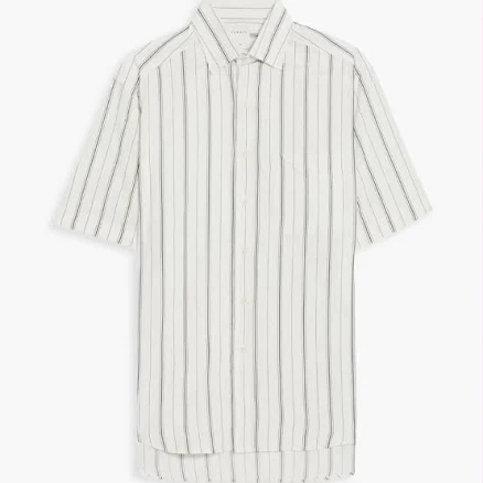 Sandro Shirts | Sandro Striped Twill Short Sleeve Shirt Sz Small | Color: Black/White | Size: S | Thenyccloset1's Closet