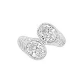 Primrose Women's Silver-Plated Cubic Zirconia Double Oval Bypass Ring