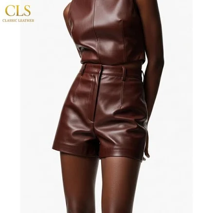 Women's Sculpted Body Hugging Mini Leather Shorts