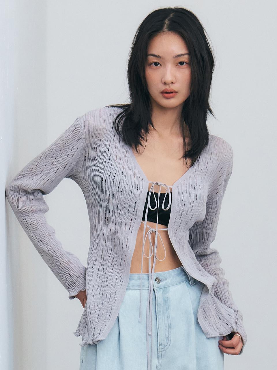 Scash Ribbon Cardigan - Grey