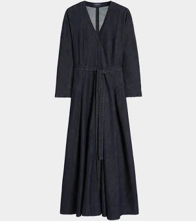 Max Mara Belted Cotton Denim Midi Dress, Ultramarin, Women's, 14, Casual & Work Dresses Day Dresses Sundresses