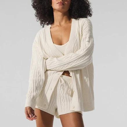 Alo Yoga Alo Cable Knit Winter Bliss Cardigan Top