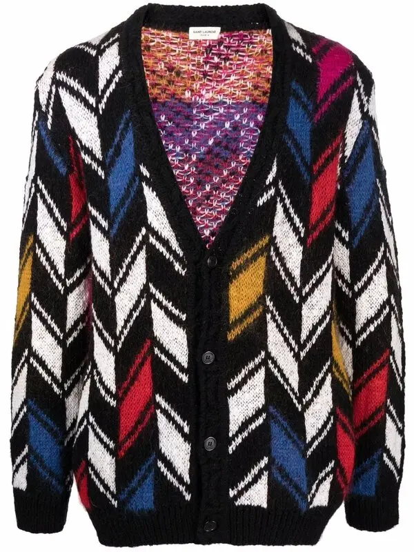 Patterned Intarsia-knit Cardigan
