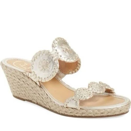 ack Rogers Gold Espadrille Wedge Sandals 9