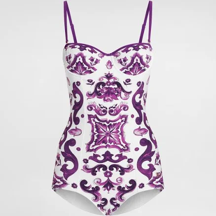Woman Dolce & Gabbana 'Maiolica' Print One-piece Swimsuit