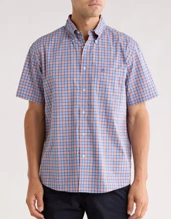 Brooks Brothers Men's Sport Fit Plaid Short Sleeve Button-Down Shirt