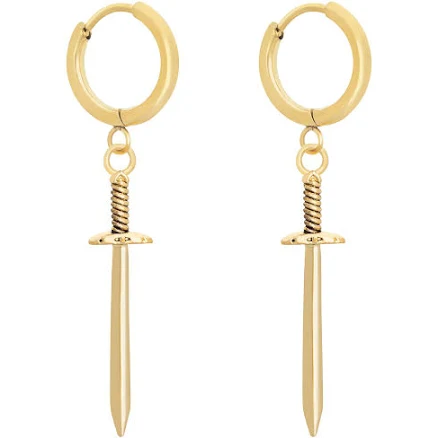Little Rooms 18K Gold Plated Sword Hoop Earrings