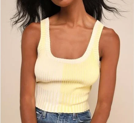 Lulus Color Block Ribbed Cropped Tank Top
