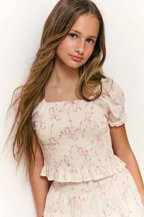 LoveShackFancy Fabielle Luna Rosa Fleur Top