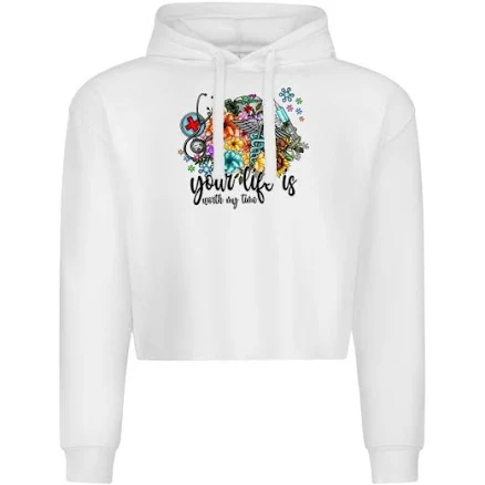Artistshot Your Life's Worth My Time Cropped Hoodie
