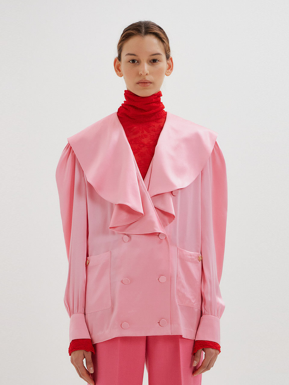 TIMING Oversized Collar Blouse (Pink)