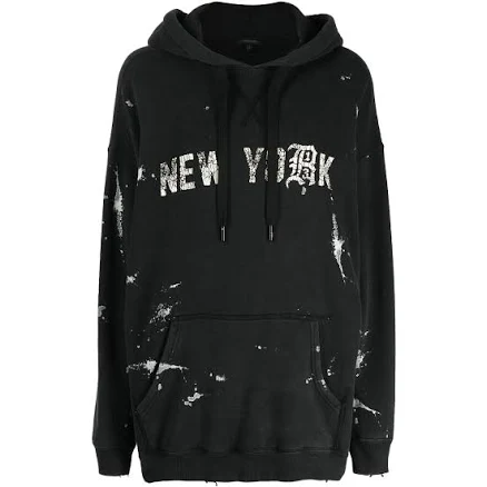 R13 paint-splatter distressed-effect hoodie