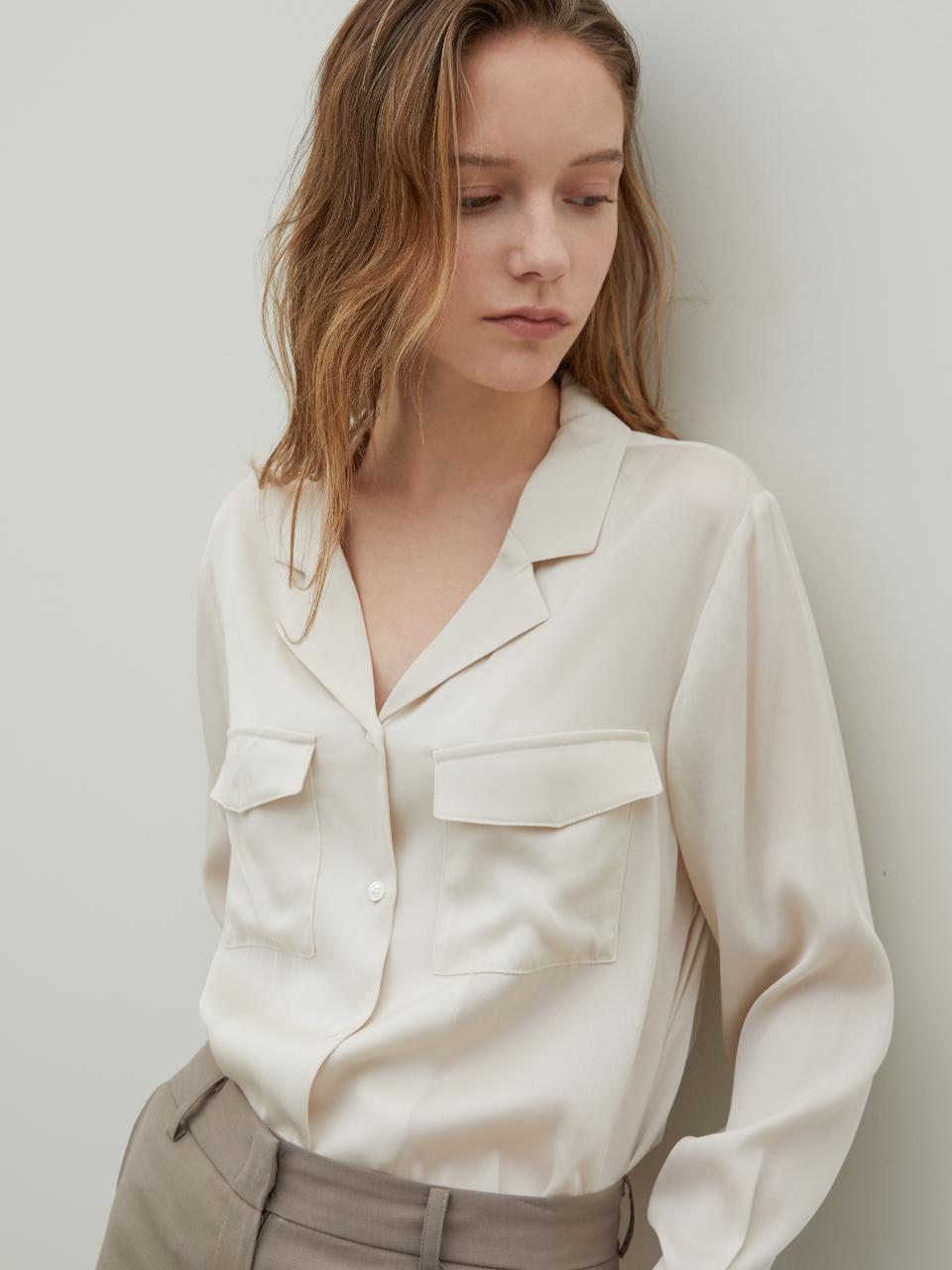 Pocket Detail Silk Blouse