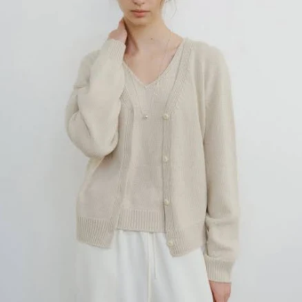 URAGO Cotton Slub Knit Cardigan