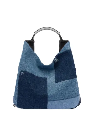 Strap-detail Denim Tote Bag