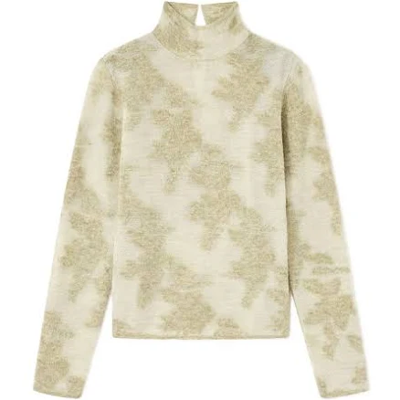 Ganni Flower Jacquard Mockneck Women Sweater