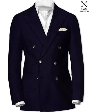 Vistaro Men's Premium Wool Double Breasted Blazer